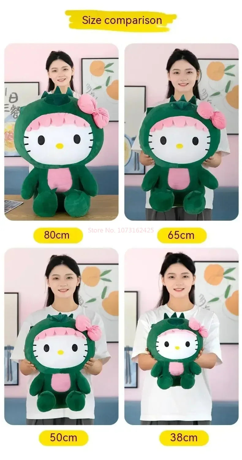 Sanrio Dinosaur Hello Kitty Plush Toy Kawaii Anime Kitty Plushie Pillow Cute 35/50/65cm/80cm Cartoon Stuffed Doll Christmas Gift