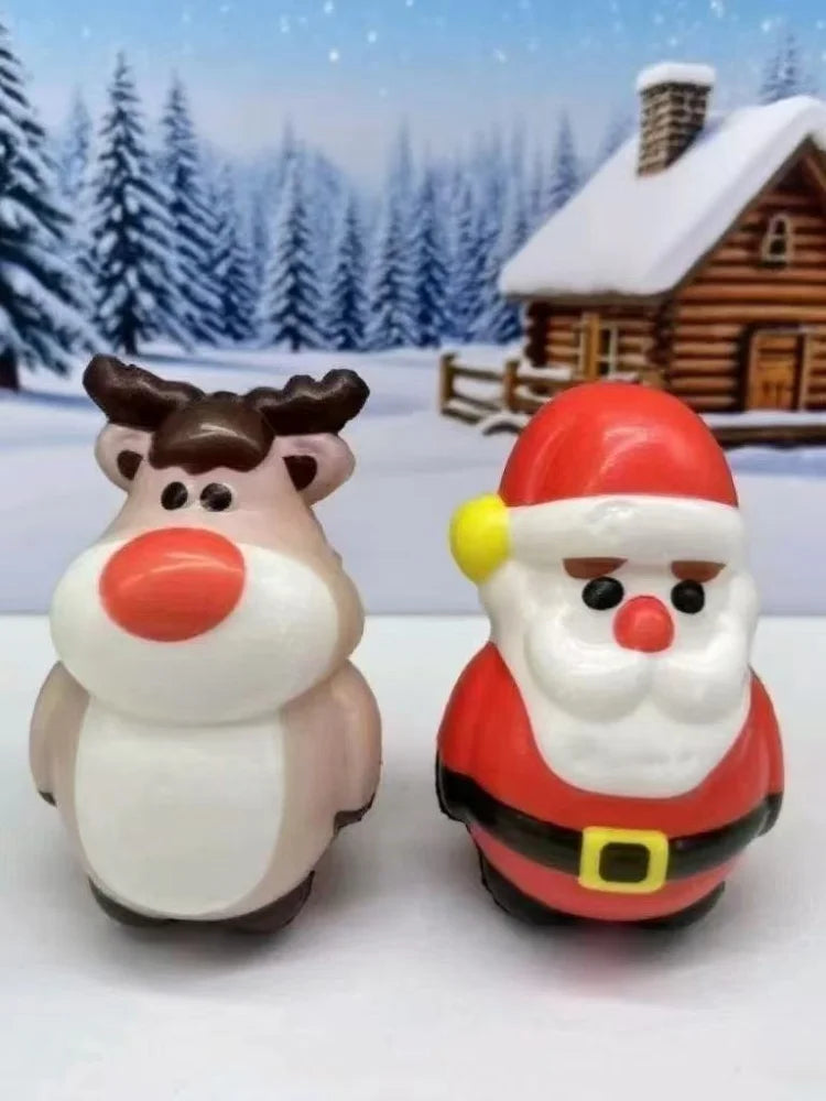 4Pcs PU Squishy Anti Stress Reliever Toy Doll Santa Claus Reindeer Christmas Gift Slow Rebound Antistress Squeeze Toy