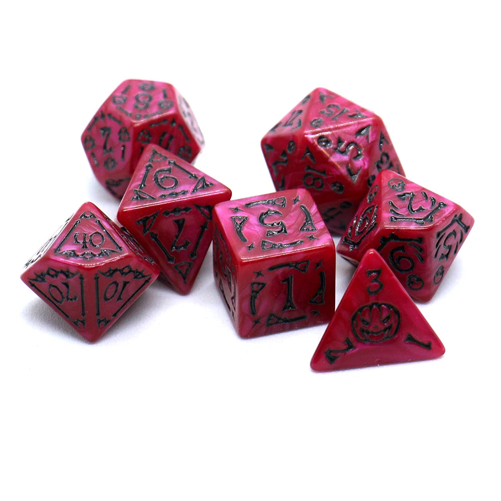 7pcs Set Relief Halloween Pattern Board Game Dice Set, DND Game Dice