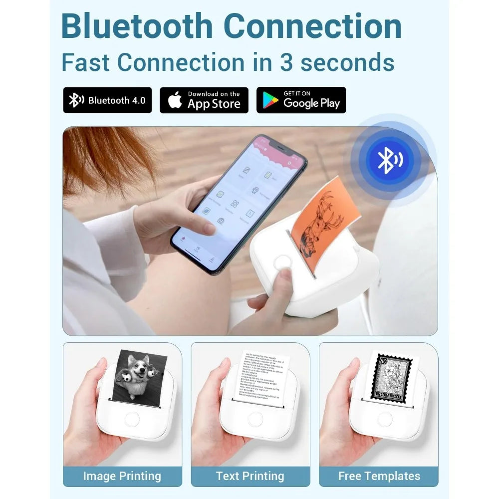 Phomemo T02 Wireless Pocket Thermal Printer Portable Mini Wirelessly BT Connect 203dpi Photo Label Memo List Printing Clearly