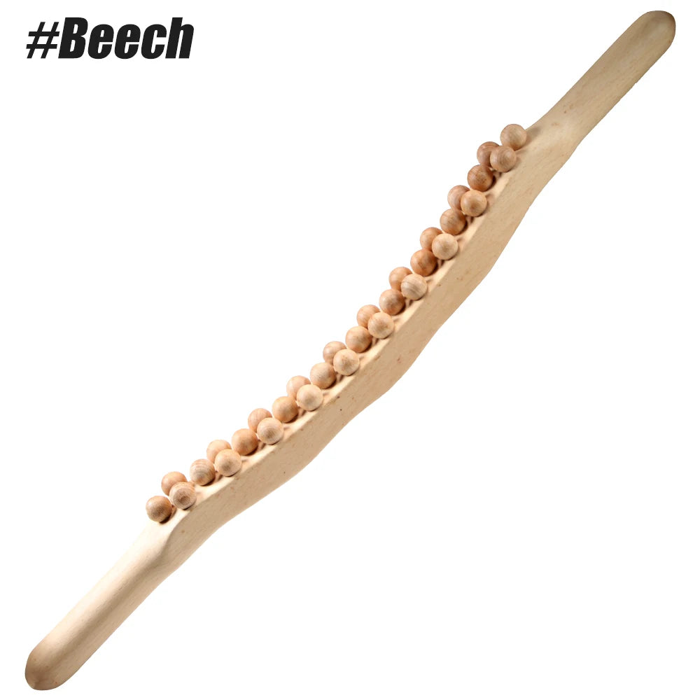 Guasha Wood Stick Tool Wood Therapy Massage Tool for Body Shaping,31 Beads Back Massage Roller Stick,Lymphatic Drainage Massager