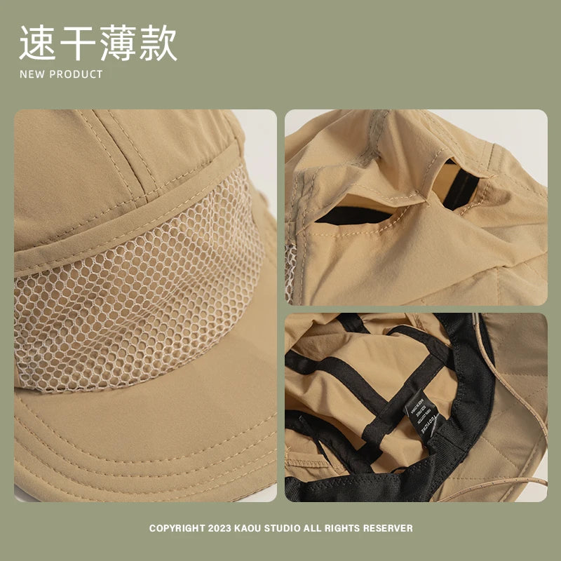 Japanese Outdoor Camping Sun Protection Bucket Hats Women Summer Thin Quick-drying Breathable Neck Protection Men's Caps