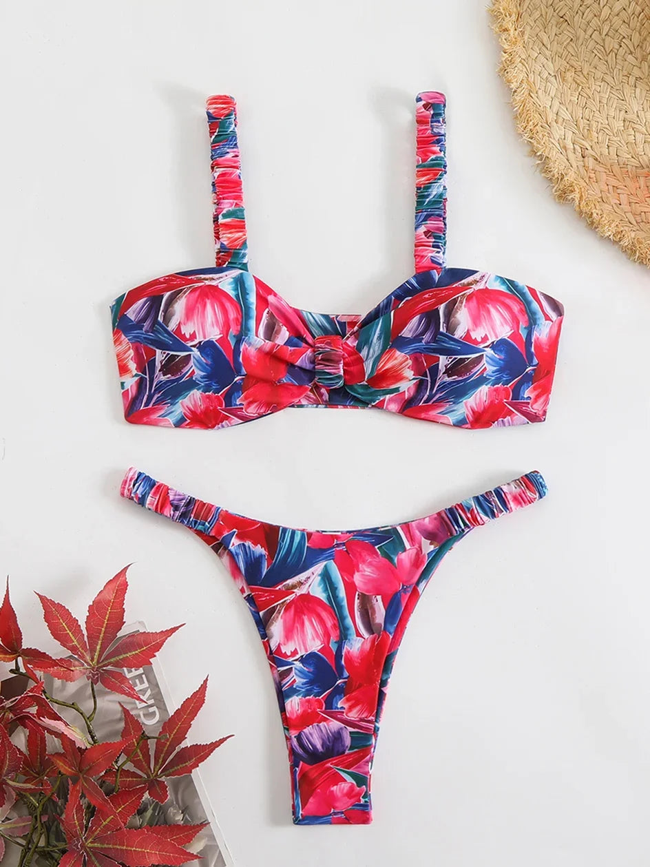 Sexy Bandeau Bikini Women's Swimsuit 2025 Two-piece Swimwear Thong Bikinis Set Female Bathing Suit Woman Swimming for Beach Wear
