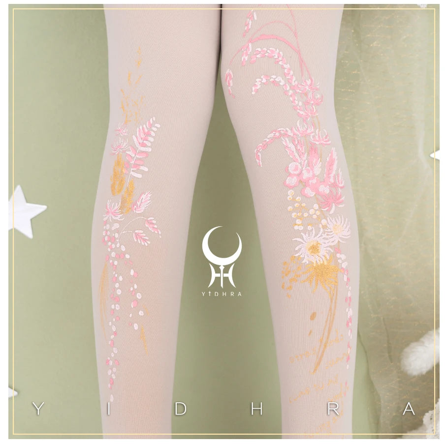 Lolita Classic Print Spring and Summer Lace Stockings Black White Mesh Tights Women Pantyhose Sexy Cosplay Leggings For Girls