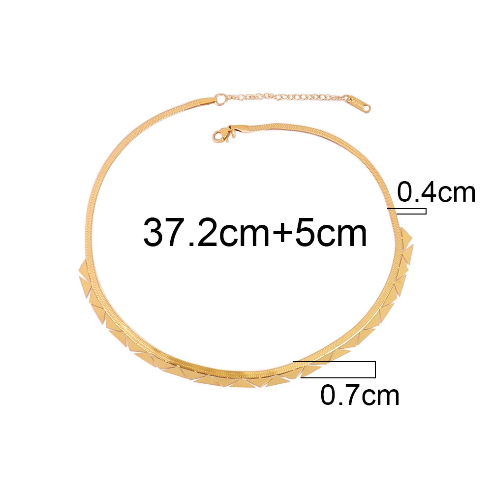 Trendy Stainless Steel Necklace For Women Gold Silver Color Round Geometric Pendant Necklace Choker Snake Chain Necklace Jewelry