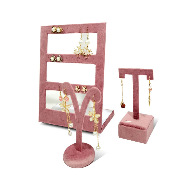 High End Pink Velvet Jewelry Display Props Ring Earrings Holder Necklace Bracelet Tray Organizer Jewelry Store Window Display