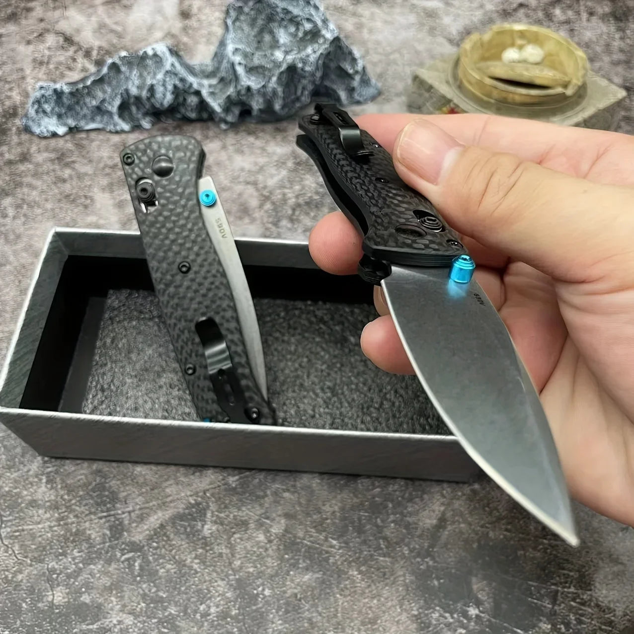 BM 535-3/533-3 Bugout AXIS Folding Knife Carbon Fiber Handles Outdoor Camping Hunting Pocket Tool with Box Christmas Gift