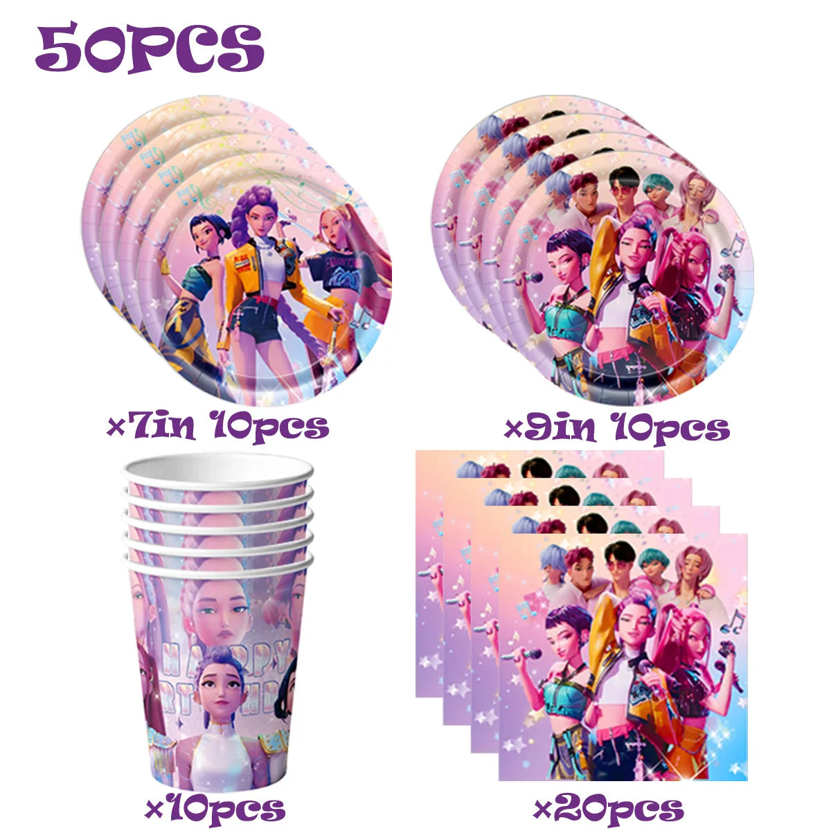 K-Ppop Demon Hunter Party Favor Disposable Tableware Set Backdrop Banner Slap Bracelets Baby shower Birthday Christmas Gift