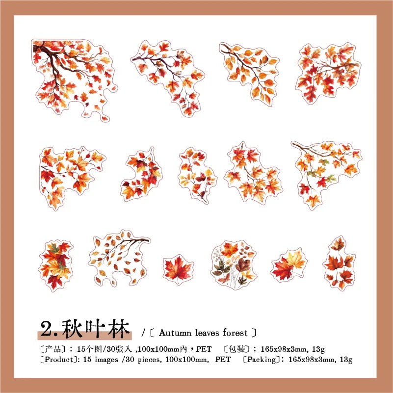 30pcs Plants Flowers Branches leaves Decorative PVC Stickers Scrapbooking Label Diary Stationery Album Phone Cup Journal Planner