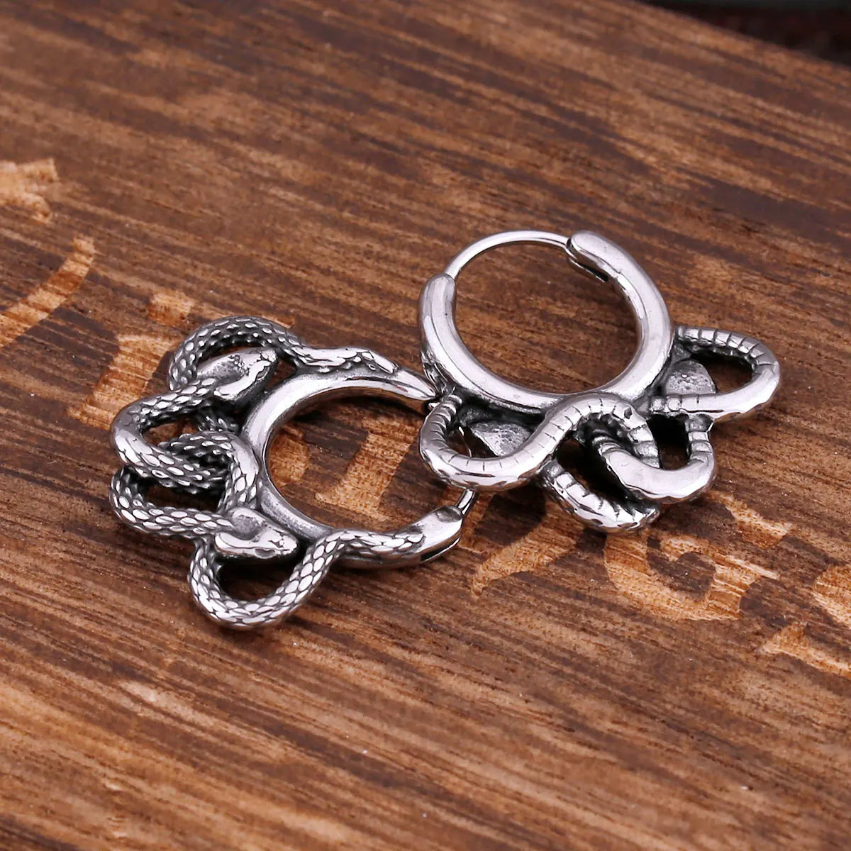 Vintage Animal Snake Hoop Earring For Men Stainless Steel Rock Hip Hop Biker Accessories Fashion Punk Charm Jewelry Gift