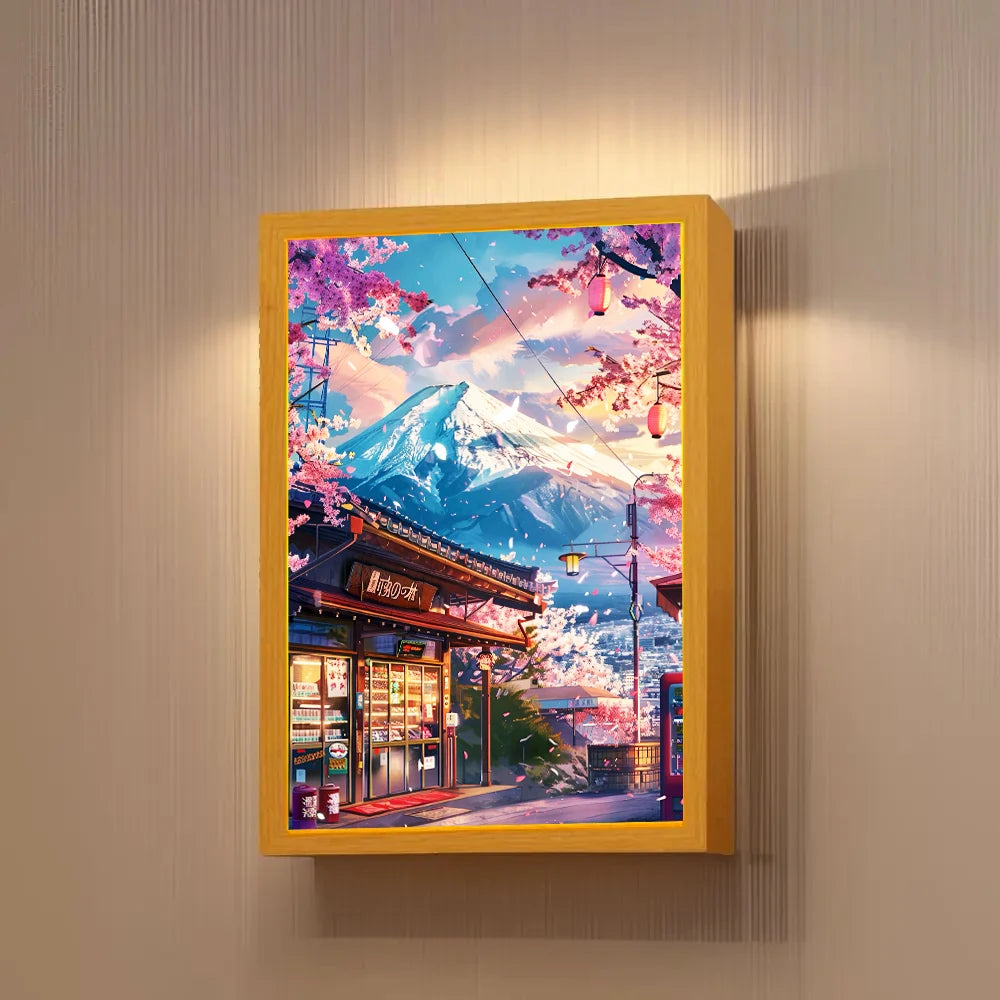 Beautiful city, Japan, Mount Fuji light picture frame, Led night light, wall light, home decoration, Christmas gift, moon light
