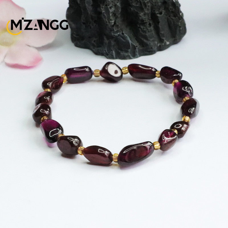Natural Garnet Bracelet Purple Tooth Black Lady Color Jewel String Fashion Charm Crystal Healing Energy Stone Holiday Gift