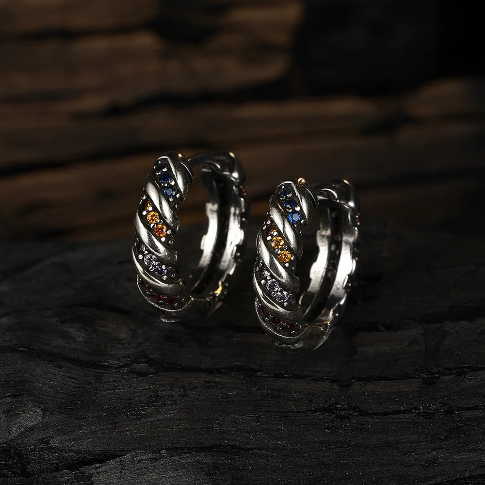 925 Sterling Silver Rainbow Zircon Ring Earrings For Women Wedding Luxury Designer Jewelry Accessories Wholesale