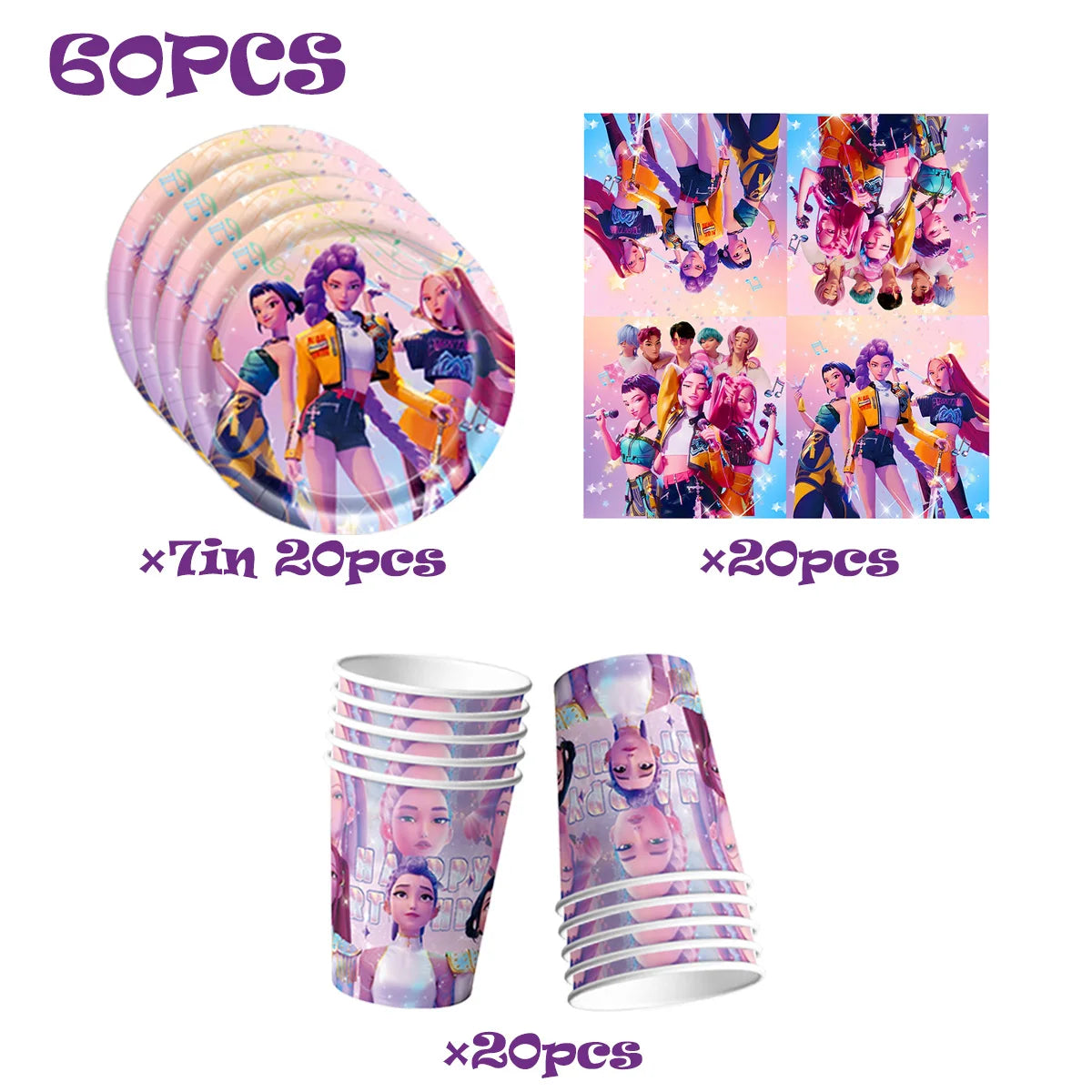 K-Ppop Demon Hunter Party Favor Disposable Tableware Set Backdrop Banner Slap Bracelets Baby shower Birthday Christmas Gift