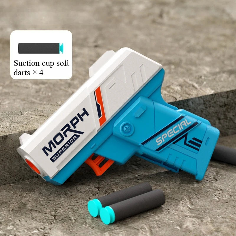 Mini Soft Bullet Toy Gun Rotary Fidget Design Foldable Foam Dart Launcher for Boys Shooting Toy Fun Christmas Gift for Kids