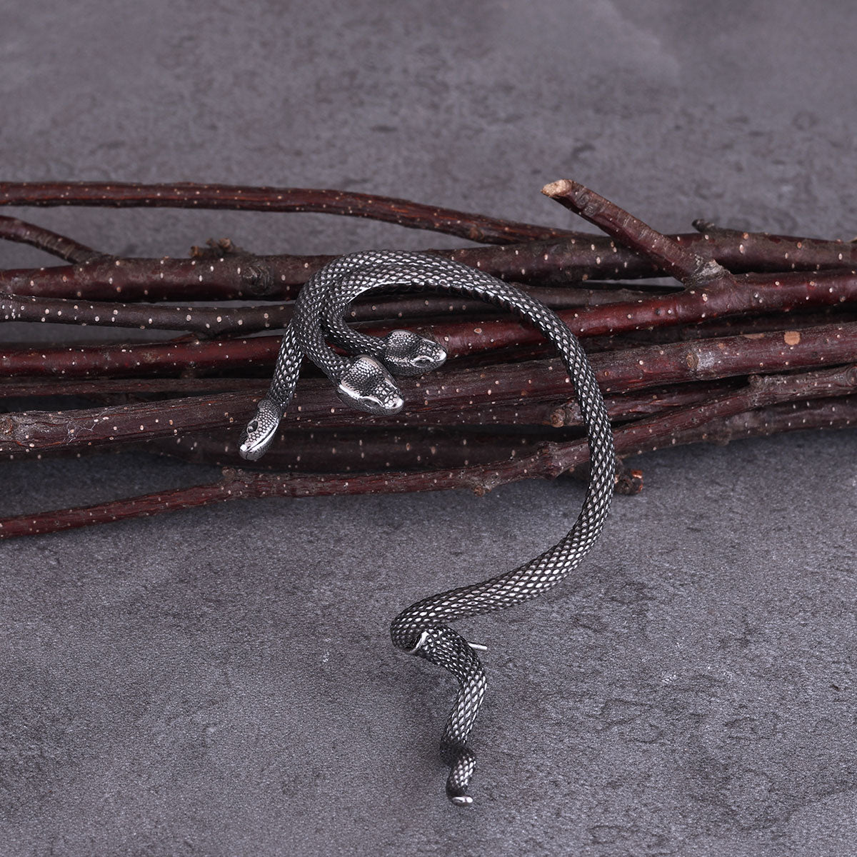 Viking Three Headed Serpent Street Tailed Serpent Man and Woman Earrings Stainless Steel Hanging Earring Personalized Gifts