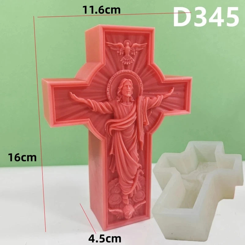 2D/3D Jesus Cross Statue Silicone Mold Jesus Kobe Candle Silicone Mold Candle Mould Greek Mythology resin mold  gypsum mould