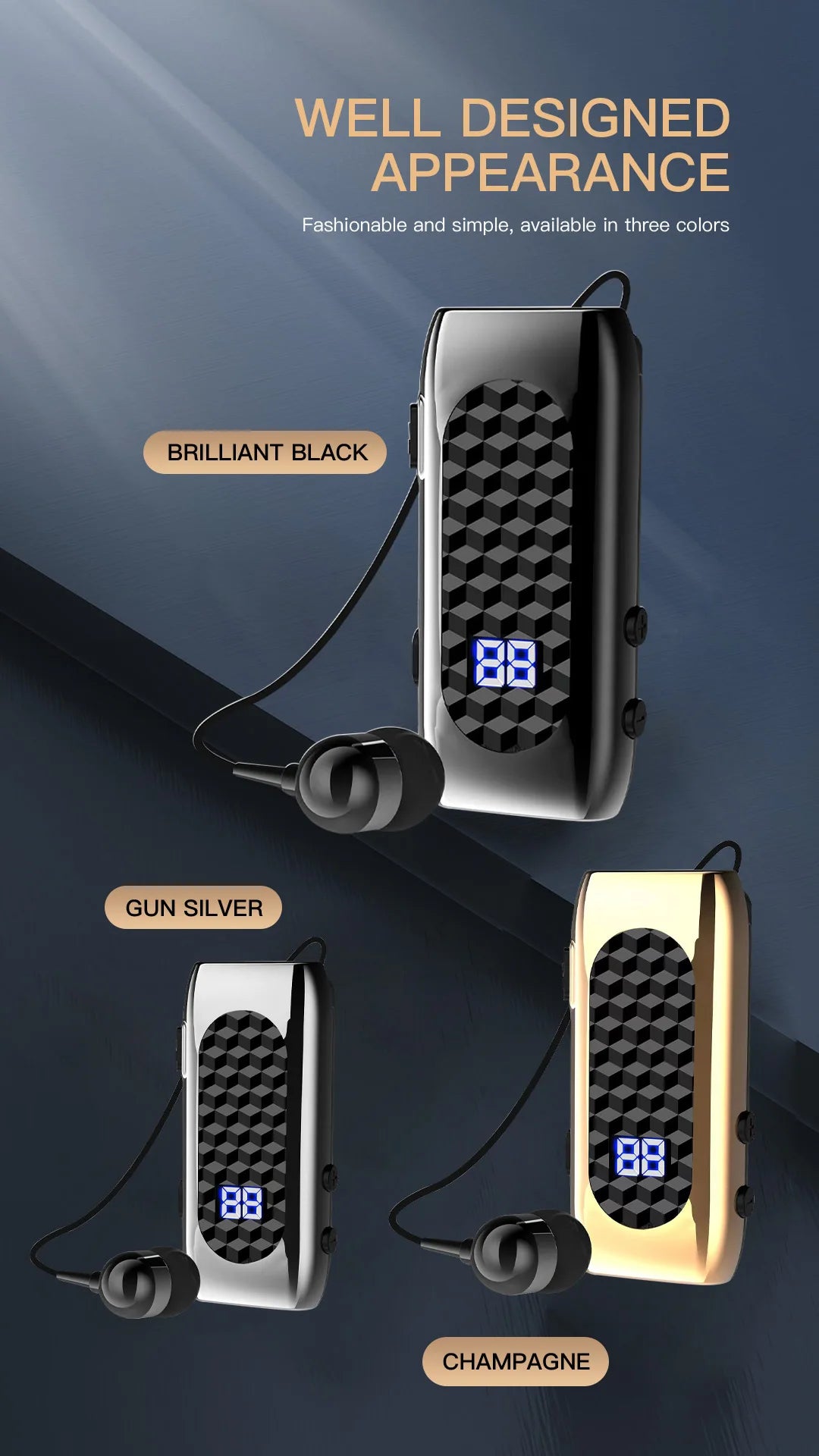 Bluetooth V5.2 Wireless Earbuds Clip On Earphone Business Headphone In-Ear Vibrating Alert