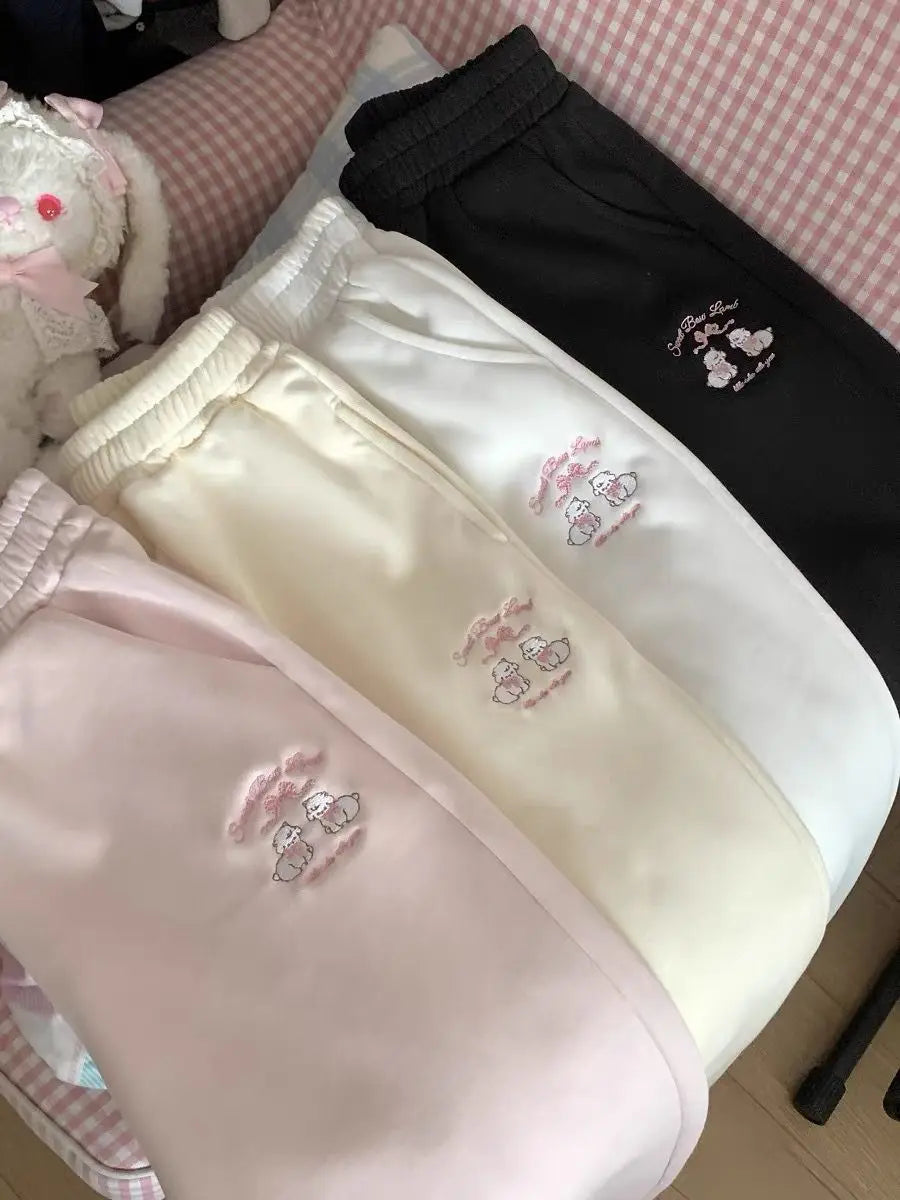 Sweet Girl Cute Straight Pants Spring New Casual All Match Sports Sweatpants Elastic Waist Cartoon Y2k Aesthetic Women Pants