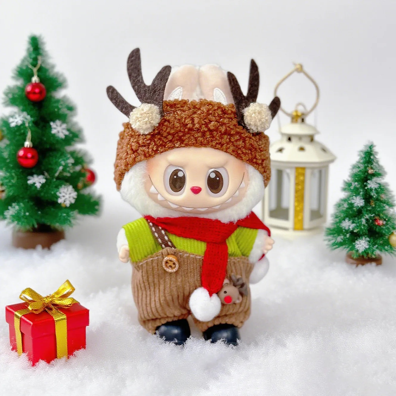 For Labubu Clothing: Festive Red Christmas Attire for V1/V2/V3 Dolls - Labubu Ropa Deer Costume Christmas Gift