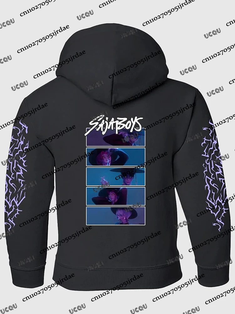 KPop Demon Hunters Saja Boys Hoodie For Kids Fall Winter Hot Sale Hoodies Warm Hooded Pullover Men Women Cotton Hoodies