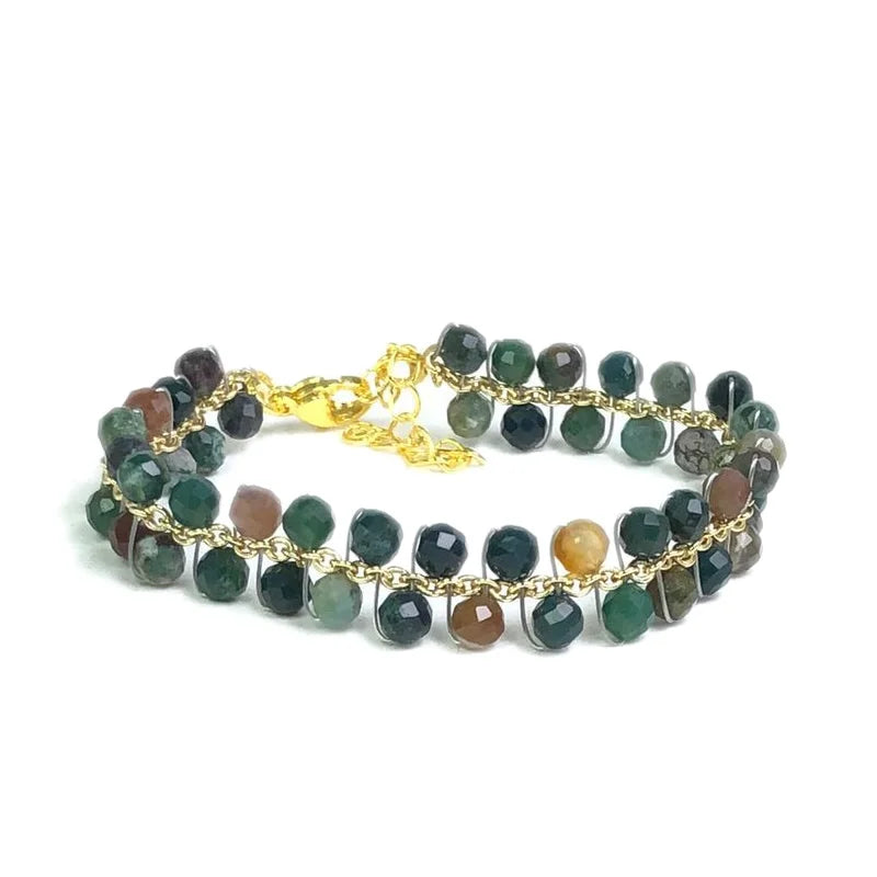 natural multifaceted 3-4mm stone Tourmaline garnet crystal quartz bracelet Women Jewelry Party /Wedding Luxury Gift Set Handwork