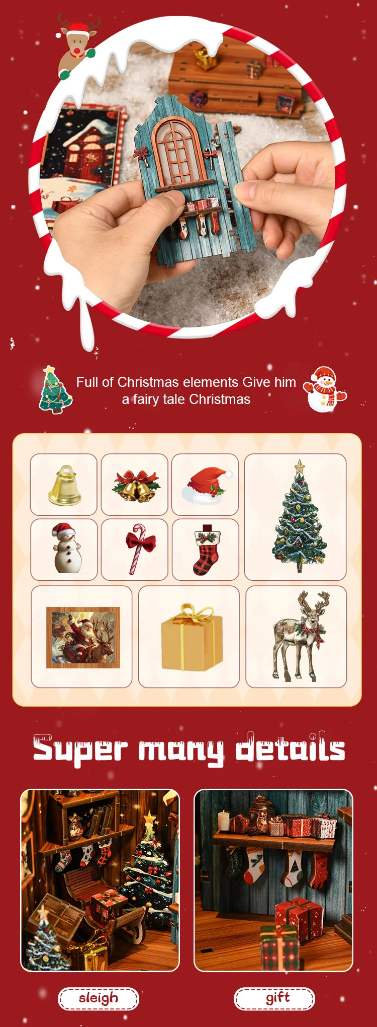 DIY Book Nook Kit Figurines Miniature Booknook Wooden Doll House 3D Puzzle Bookshelf  Dollhouses Toy For Birthday Christmas Gift