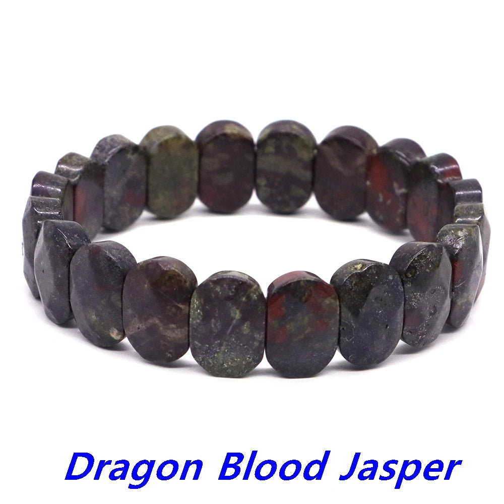 8x14mm New Natural Cut Square Beads Strand Elastic Bracelets Amethyst Healing Crystal Energy Rectangle Bangle Women Jewelry Gift