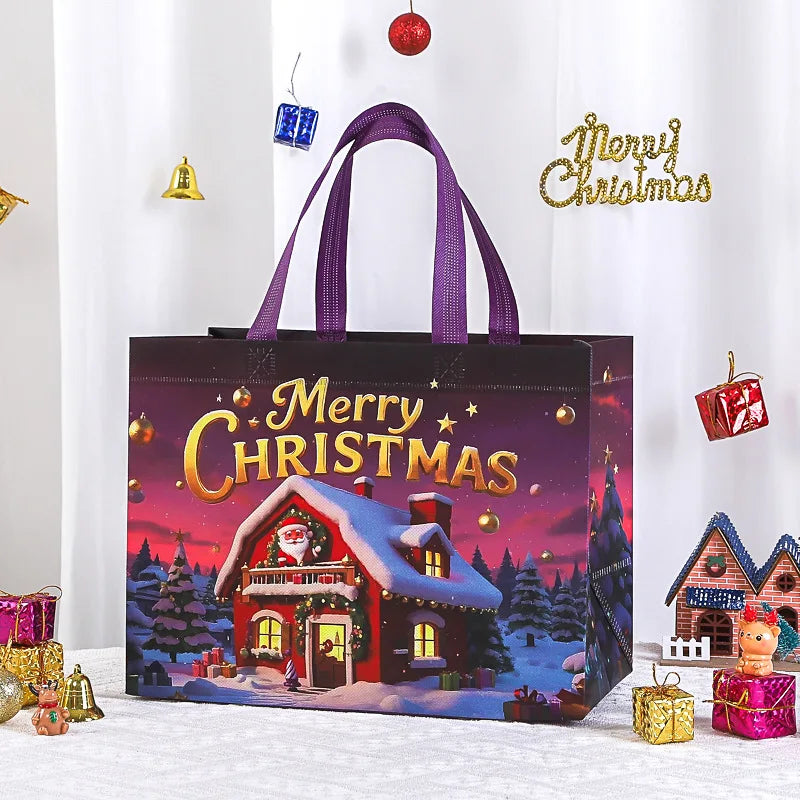 Large Christmas Gift Bags - Reusable Non-Woven Christmas Gift Bags with Handles for Holiday Xmas Party Gifts Wrapping Shopping