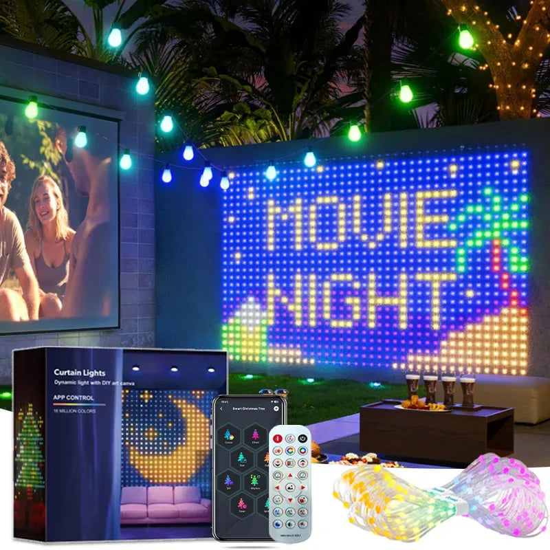 400LED Smart Curtain Lights WiFi APP Control DIY Pattern Music Sync IP65 Waterproof for Halloween Christmas Gift