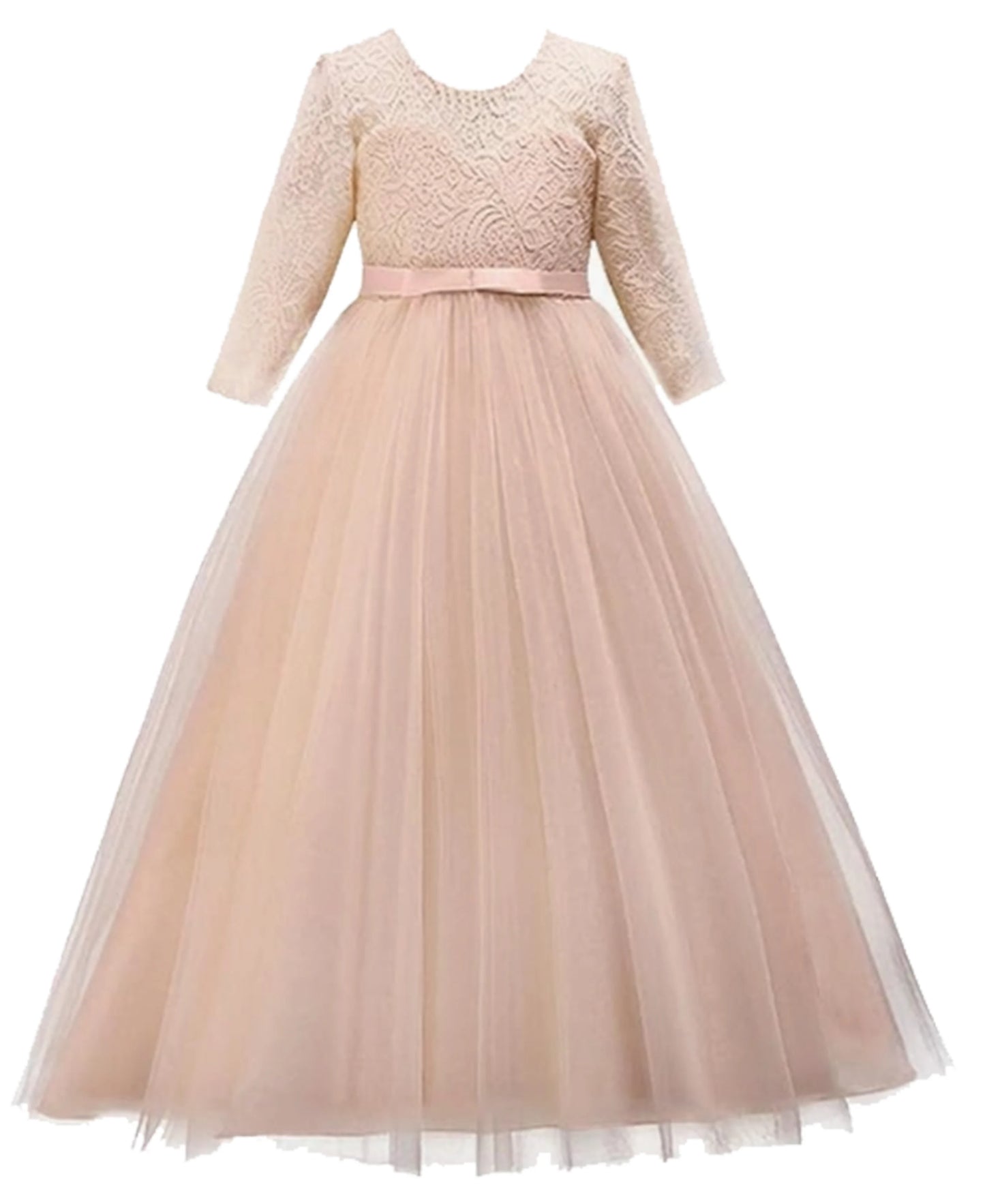 Little Big Girls Spring 3/4 Sleeves Lace Flower Girl Birthday Party Holiday Long Dress KLS1660