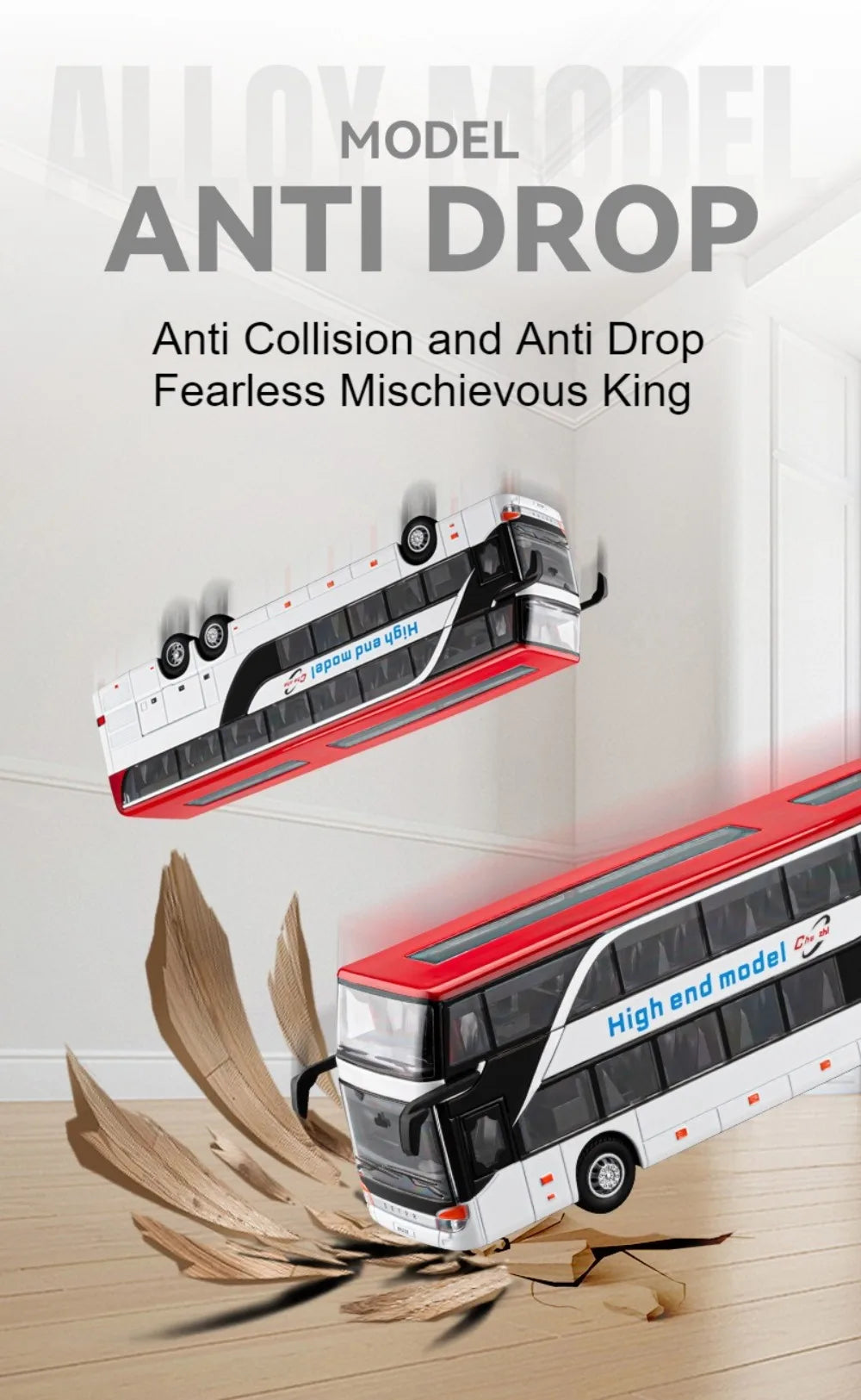 1:30 Business Single Alloy Diecast Double Decker Bus Model Toys Car Doors Opened Sound Light Pull Back Cars Child Christmas Gift