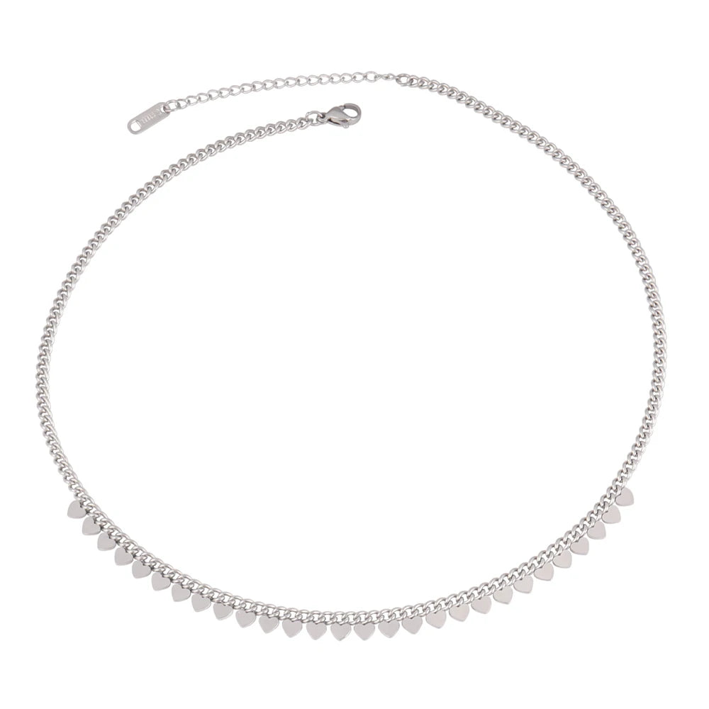 Trendy Stainless Steel Necklace For Women Gold Silver Color Round Geometric Pendant Necklace Choker Snake Chain Necklace Jewelry