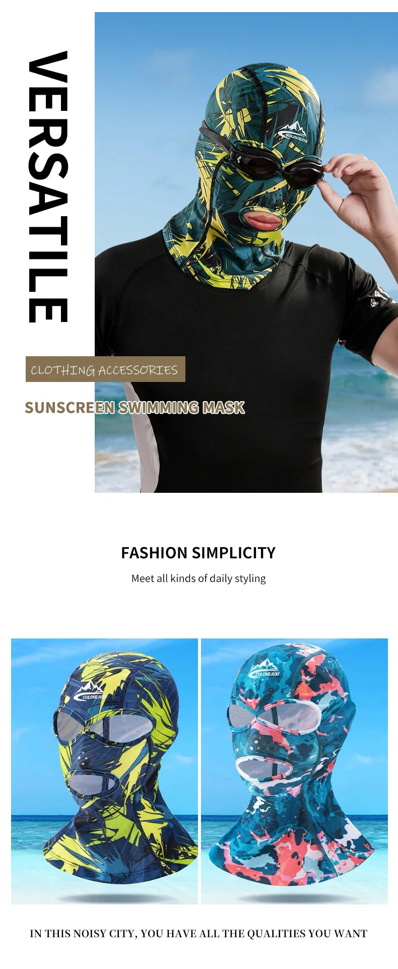 Summer Sun Protection Swimming Mask Flowers Balaclava Swim Cap Sun UV Protection Breathable Swim Cap for Women Men
