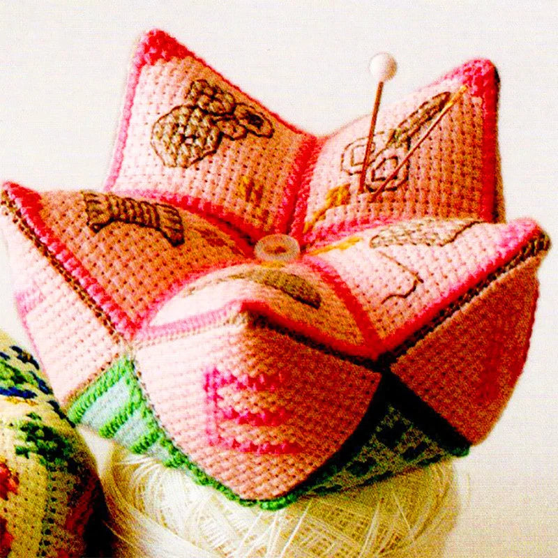 076 Cross Stitch Kits Pin Needle Cushion Biscornu Needlework DIY Kit Embroidery Set Counted Cross-Stitching Pincushion Packages