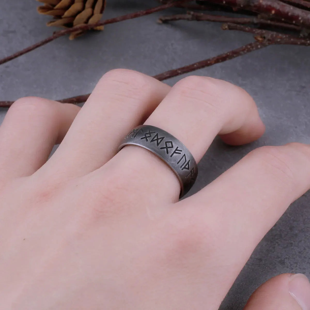 316L Stainless Steel Odin Nordic Viking Amulet Rune Ring Men and Women Fashion Words Retro Ring Viking Men's Jewelry