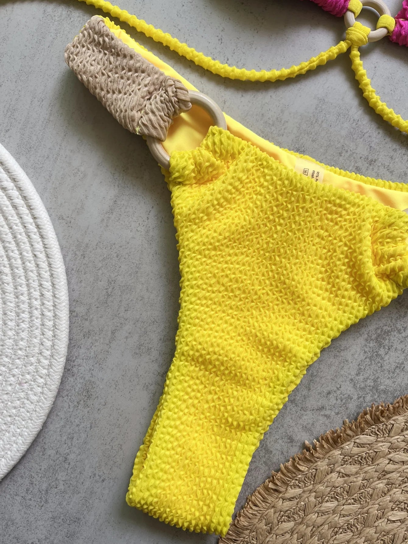 Sexy Neon Green Bikini Set 2025 Tassel Drawstring Side Thong Swimsuit Women Summer Push Up Swimwear Bathing Suit Beach Wear