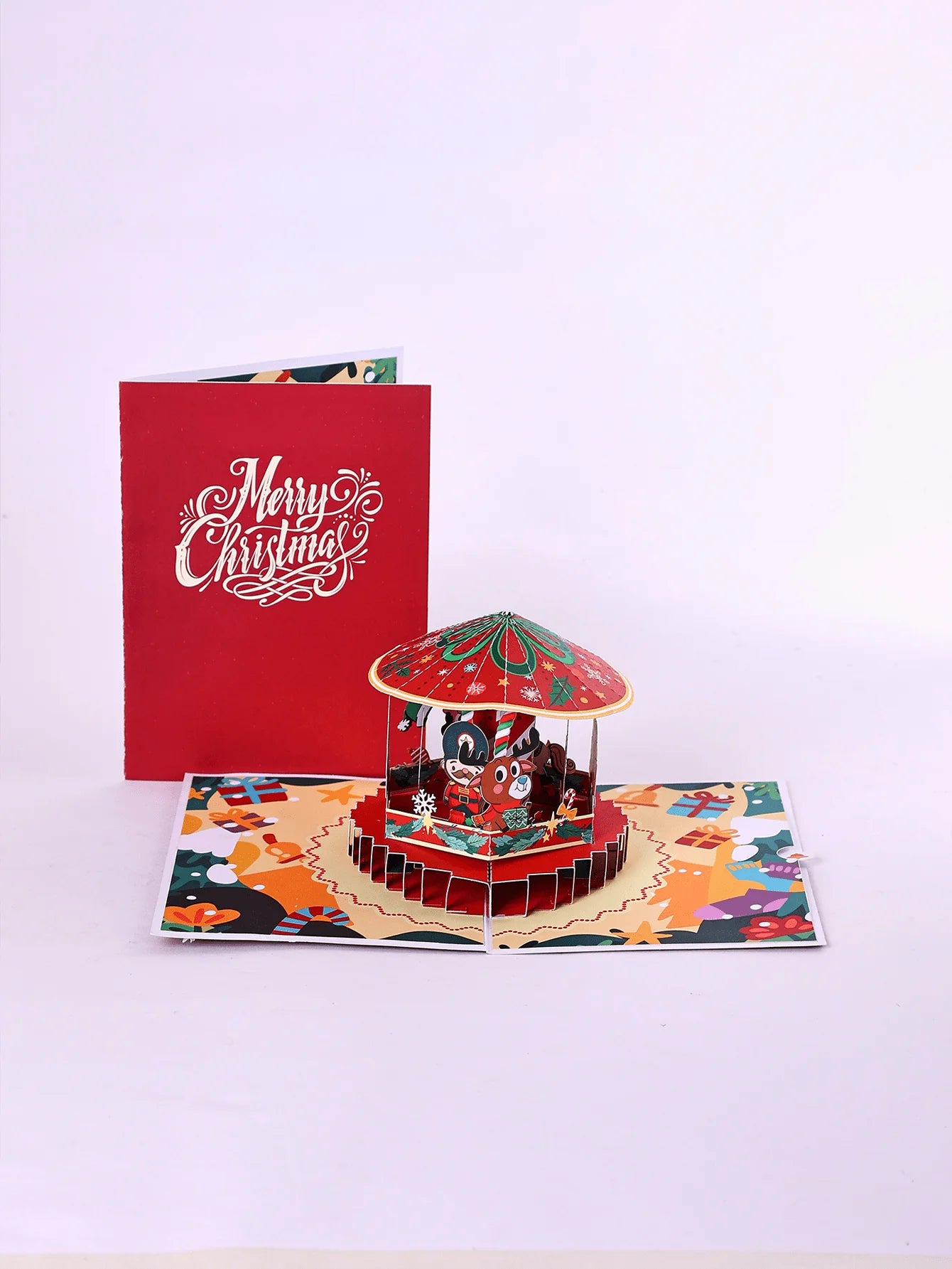 1pc Christmas Greeting Pop-up Card, Christmas Party Supplies, Christmas Gift, Christmas Pop-up Card