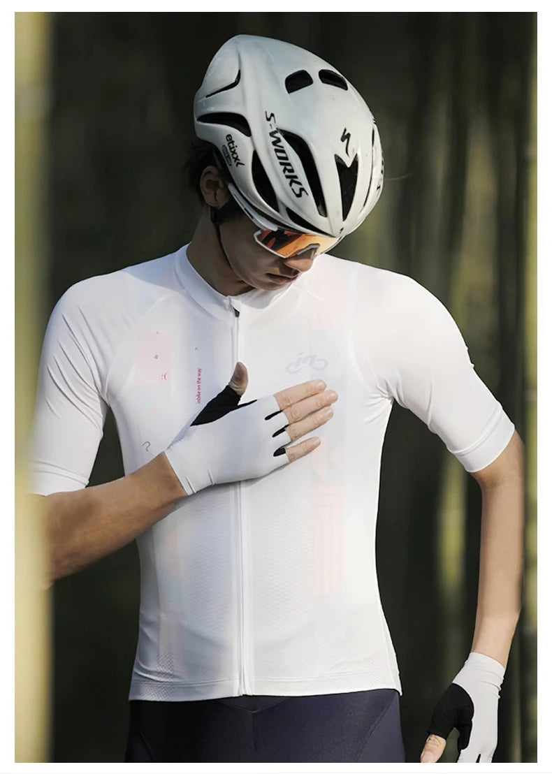 INBIKE Summer Men's Cycling Short Sleeve Bicycle Jersey Quick-Dry Road Bike Riding Shirt Man MTB Cycling Clothing with Pockets