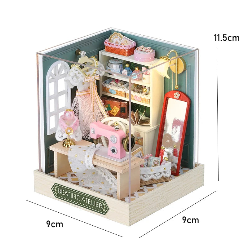 DIY Book Nook Kit Figurines Miniature Booknook Wooden Doll House 3D Puzzle Bookshelf  Dollhouses Toy For Birthday Christmas Gift