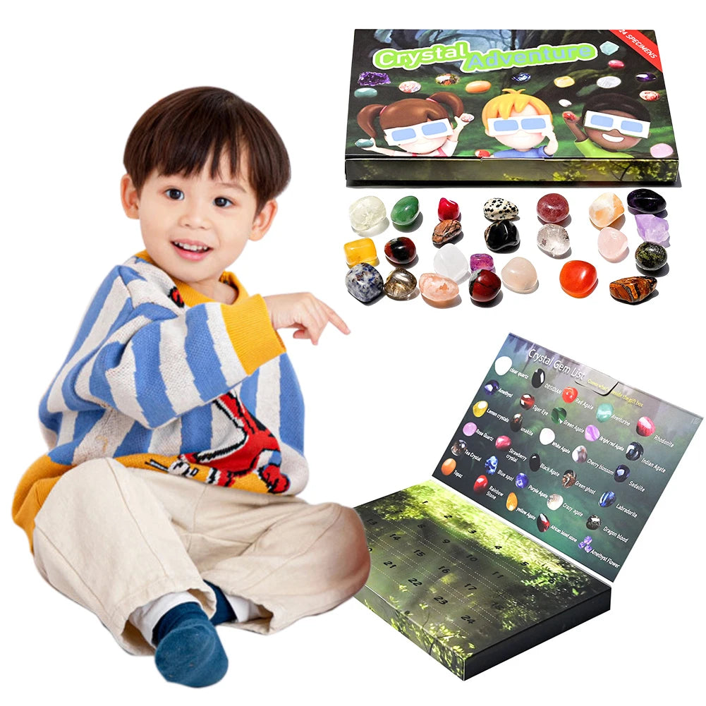 Crystal Advent Calendar 2024 Christmas Advent Calendar with 24 Natural Gemstones Crystals Xmas Countdown Calendar Christmas Gift