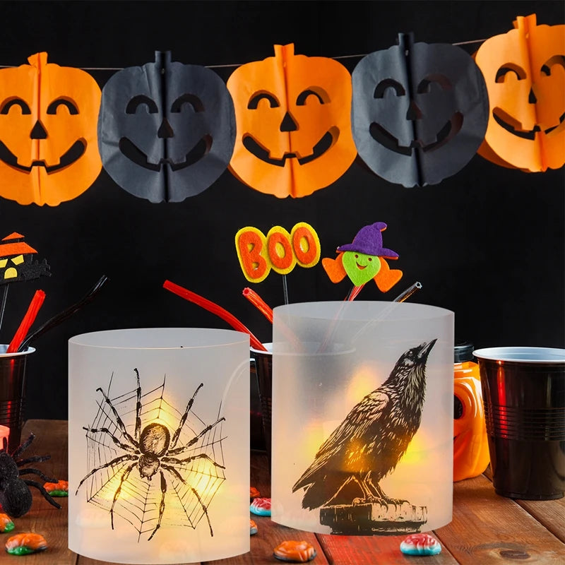 6pcs Halloween Pvc Lantern Ghost Pumpkin Bat Lampshade No Lights Halloween Party Home Table Decoration Haunted House Horror Prop