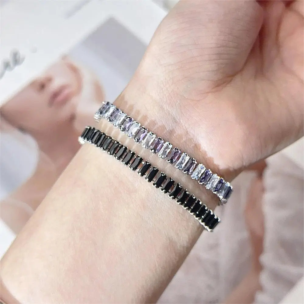Rainbow Crystal Tennis Zircon Bracelets for Women Men Trendy Unisex Accessories Squares CZ Chain on Hand Classic Jewelry H167