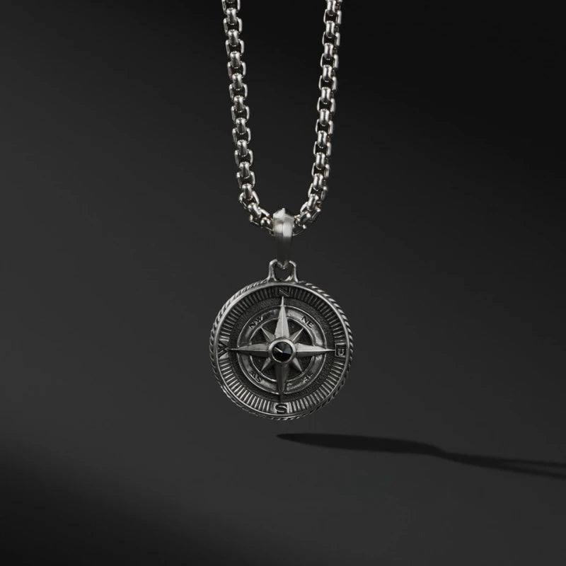 Fashion Simple Compass Necklaces For Men Retro Hip Hop Copper Disc Couple Pendant Sweater Chain Punk Jewelry Accessories Gift
