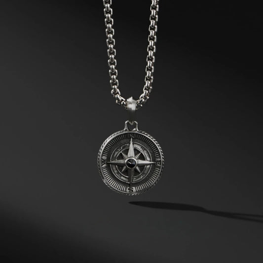 Fashion Simple Compass Necklaces For Men Retro Hip Hop Copper Disc Couple Pendant Sweater Chain Punk Jewelry Accessories Gift