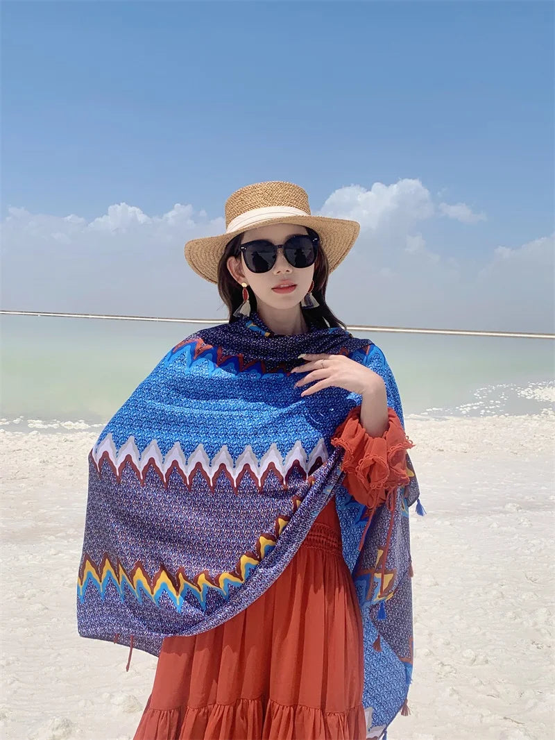 Travel Beach Sunscreen Scarves for Women Bikini Large Sarong Wrap Scarf Brazilian Swimsuit Bathing Cover-ups 17 Styles 90x180cm