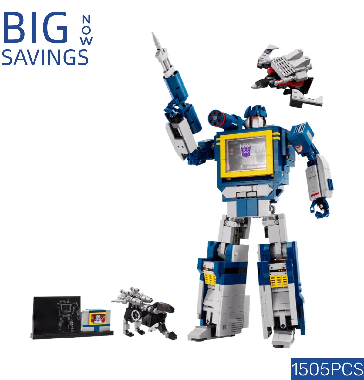 Big Save 1505PCS Soundwave Blue Robot Model Building Blocks Set Truck Car Mech Bricks For Kids Birthday Christmas Gift 10358