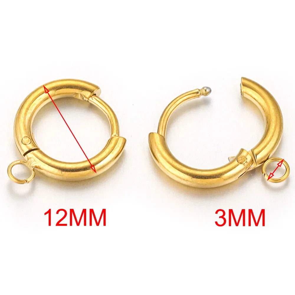 10pcs Stainless Steel Round Earrings Hooks Clasps Earring Post Components Parts Ear Ring for Making Supplies Women DIY Findings