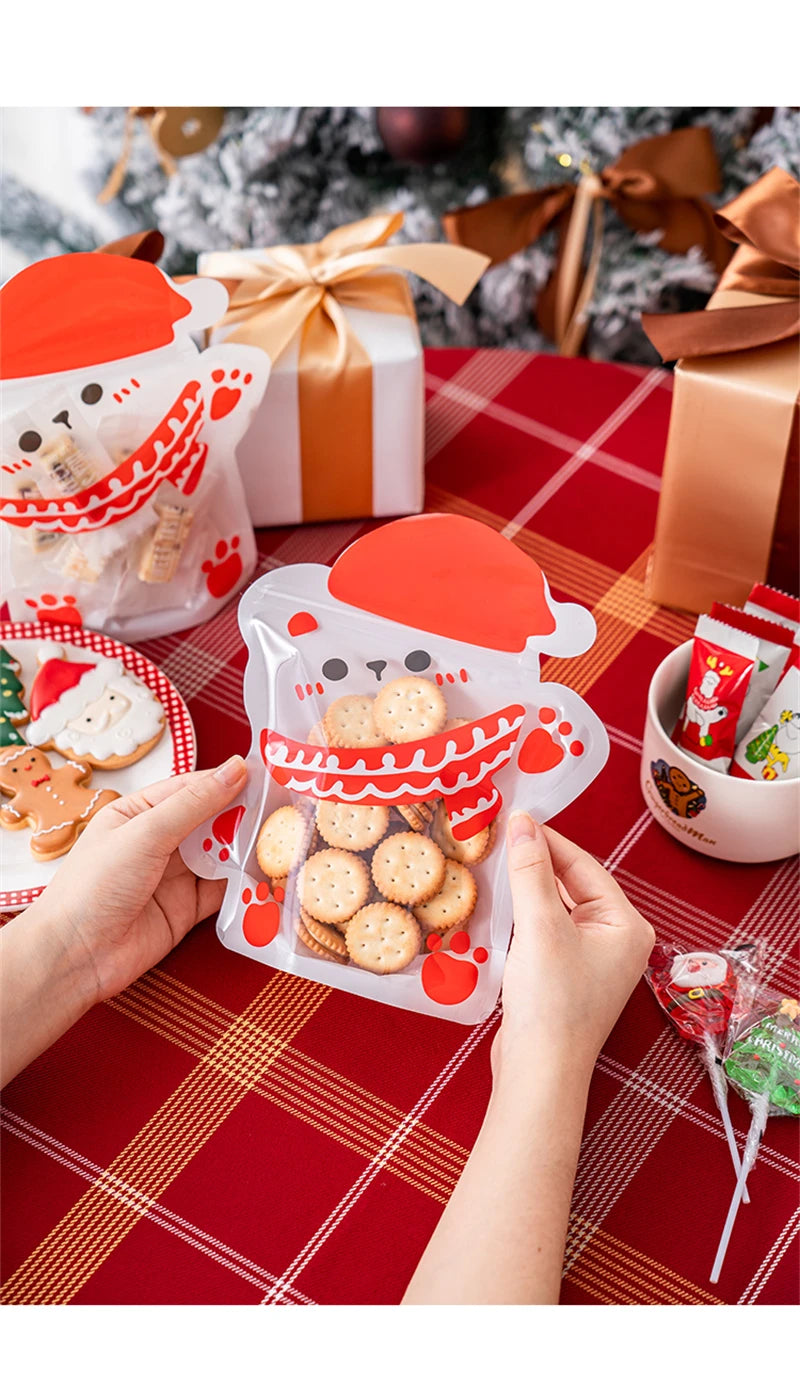 LBSISI Life 25pcs Ball Shape Christmas Gift Bag For Candy Chocolate Cookie Nougat Biscuit Packing Gift Tree Santa Zipper Bags