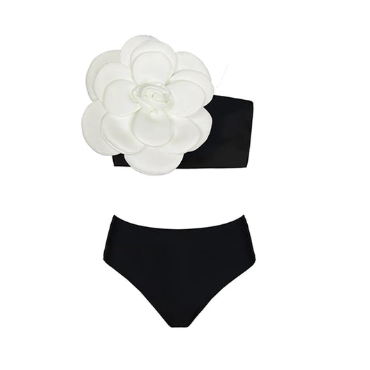 Sexy One-Shoulder Ruffled Print Floral Swimsuit Bikini Set Single Piece Micro Monokini Sexy Swimwear For Girls Summer Beachwear